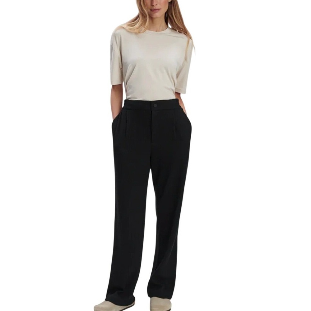 Varley Aberdeen Straight Leg Pant 29 inseam Black Cord Sweat Womens Size L NWT